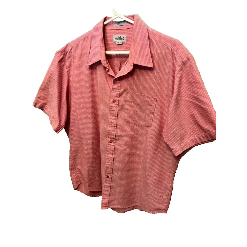 J.J.Cochran pink yellow blue stripes Men's XL short sleeve shirt